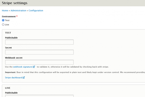 33Drupal Stripe settings