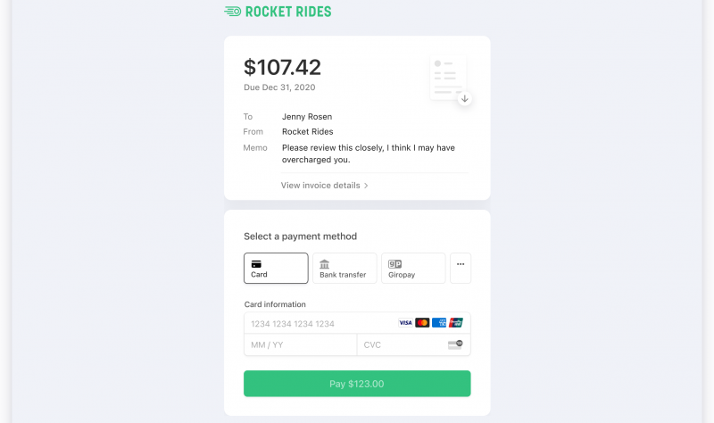 Stripe Hosted invoice page 33Stripe Hosted invoice page